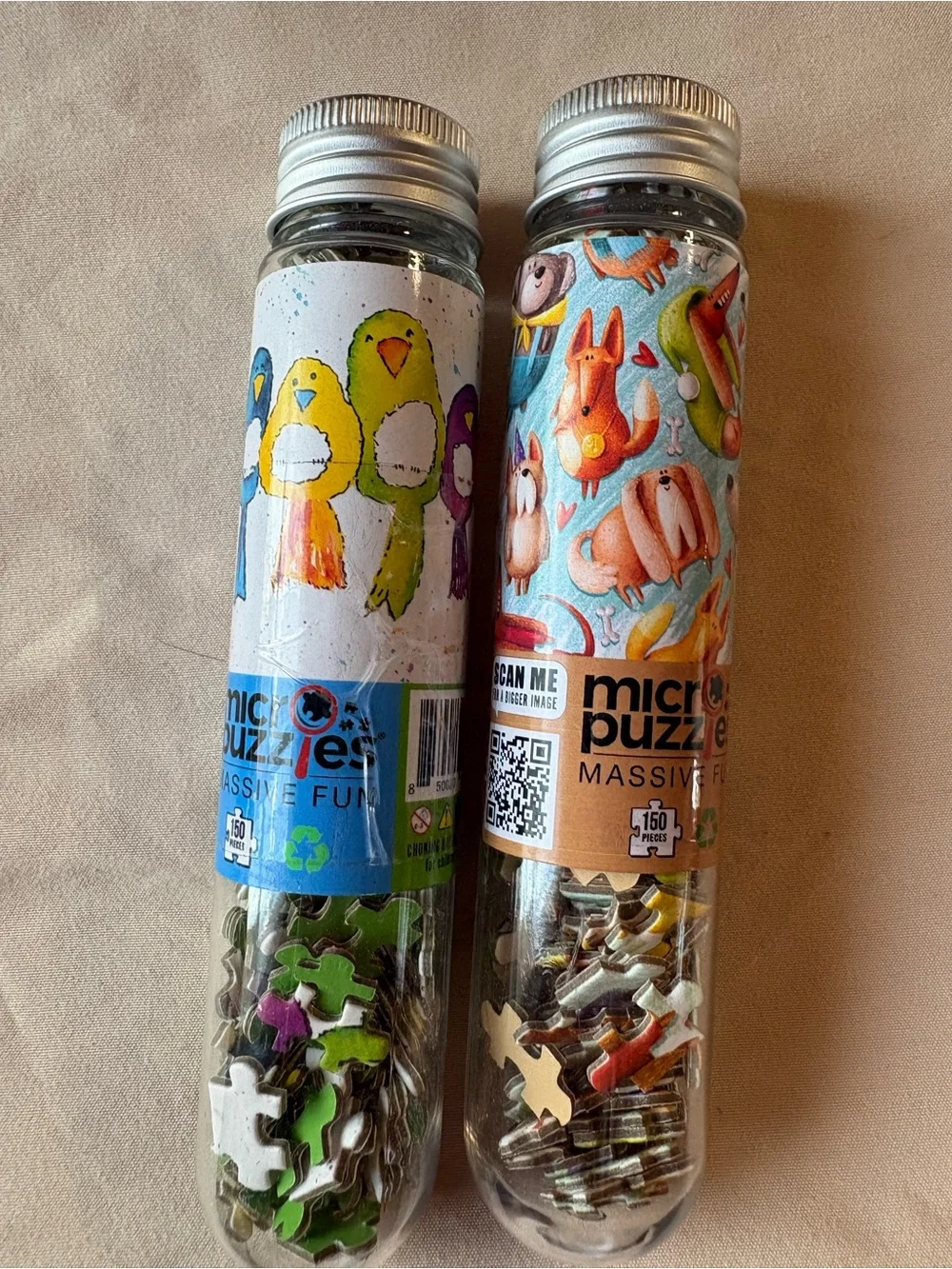 Pet-Themed Mini Puzzle Tubes — Green & Blue